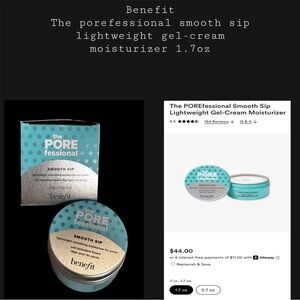 Benefit the porefessional smooth sip lightweight gel-cream moisturizer 1.7oz